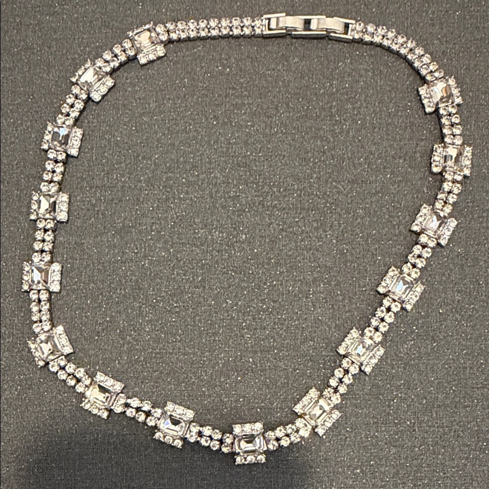 J. Crew Elegant Silver Necklace with Crystal Accents